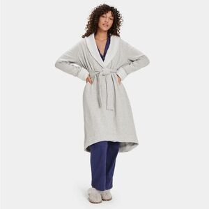UGG Duffield II Gray Belted Shawl Collar Fleece Loungewear Robe Size XS NWT